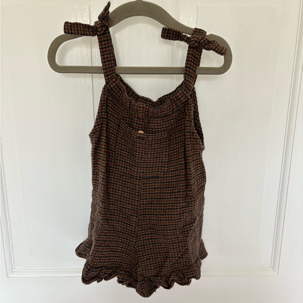 Toddler Plaid Sleeveless Romper with Bow Straps